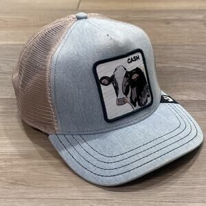 Goorin Brothers NEW The Farm Cash Cow Trucker Hat Adjustable Light Blue Denim